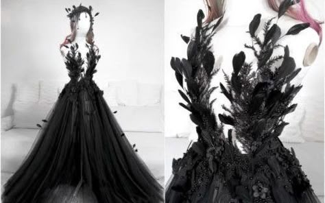 🖤 | Your Princess Dress Split Wedding Dress, Flower Gown, Fern Flower, Column Wedding Dress, Black Wedding Dress, Empire Wedding Dress, Bespoke Wedding Dress, Beach Wedding Dress Boho, Prom Dresses Two Piece