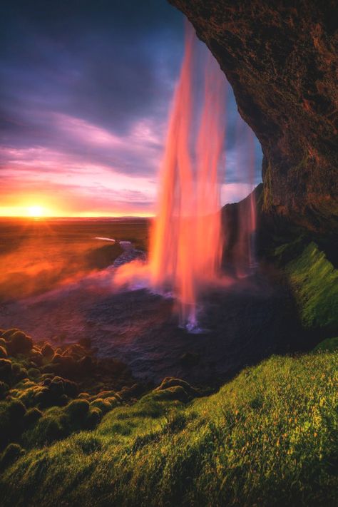 Seljalandsfoss, Iceland. Photo by cumacevikphoto. Seljalandsfoss Waterfall, Iceland Photos, Iceland Waterfalls, Landscape Sunset, Amazing Sunsets, Destination Voyage, Dog Beach, Explore Nature, Instagram Foto