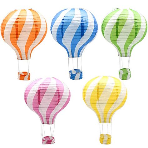 ADLKGG Hanging Hot Air Balloon Paper Lanterns Set Party Decoration Birthday Wedding Christmas Party Decor Gift, 12 inch, Pack of 5 Pieces - - AmazonSmile Hanging Hot Air Balloon, Paper Lantern Making, Hot Air Balloon Paper, Balloon Lanterns, Paper Lantern Decor, Hot Air Balloon Decorations, Christmas Party Decor, Hanging Paper Lanterns, Lantern Set