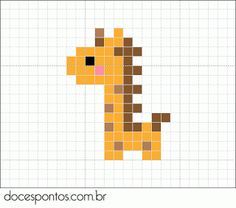 Graphghan Patterns, Easy Perler Bead Patterns, Tiny Cross Stitch, Easy Pixel Art, Hama Beads Design, Pixel Drawing, Pix Art, A Giraffe, Pola Kristik