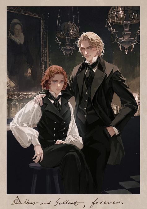 Albus And Gellert, Albus Dumbledore Gellert Grindelwald, Albus X Gellert, Grindelwald X Albus, Dumbledore X Grindelwald, Fantastic Beasts Fanart, Hp Fanart, Gellert Grindelwald, Harry Potter Fanart