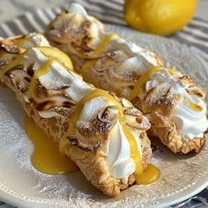 Lemon Meringue Pie Cannolis Recipe Cannoli Shells, Cannoli Recipe, Italian Pastry, Elegant Desserts, Lemon Meringue Pie, Pastry Desserts, Meringue Pie, Marshmallow Fluff, Lemon Desserts