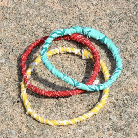 Fabric Wrapped Bangles - A Little Craft In Your Day Wrap Bangles, Fabric Weaving, Fabric Bracelets, Diy Cans, Floral Wire, Fabric Strips, Bracelet Diy, Todays Outfit, Pin Board