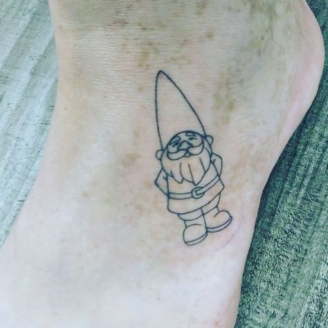 David The Gnome Tattoo, Garden Gnome Tattoo, Gnome Tattoos, Gnome Tattoo, Lawn Gnome, David The Gnome, Sibling Tattoos, Leg Tattoo, School Style