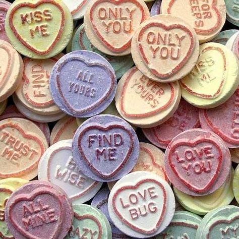 Love heart sweets, for the pastel colours British Sweets, Love Heart Sweets, Retro Sweets, Conversation Hearts, Candy Hearts, Beating Heart, Love Hearts, Luxury Candles, Heart Candy