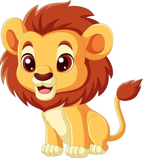 Cute little lion cartoon on white backgr... | Premium Vector #Freepik #vector #tropical #nature #big #art Lion Cartoon, Tropical Nature, Big Art, Wild Animals, Animals Wild, Premium Vector, Graphic Resources, White Background, Lion