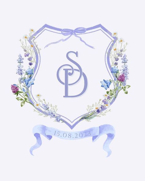 Watercolor Crest, Monogram Painting, Watercolor Monogram, Wedding Logo Monogram, Wedding Crest, Wedding Monogram, Pretty Animals, Wedding Logos, Monogram Frame