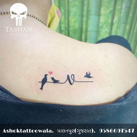 TashanTattoo
AshokTattooWala
S.20. Tirupati plaza
Opp. New bus stand
Near gd modi collage
Palanpur (gujrat)
9586697547
9687533310 V Letter Tattoo Designs For Women, V Tatoos Letter, Love Birds Mehndi Designs, Love Birds Tattoo Couples, Vs Tattoo Letter Design, V Tatoos, V Initial Tattoo, Letter V Tattoo Ideas, V Tattoo Letter Design