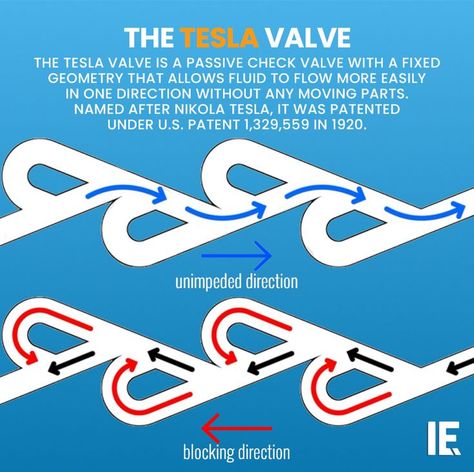 Discover the Tesla Valve: a genius design by Nikola Tesla that controls fluid flow effortlessly without moving parts. Learn how it works! Nicolas Tesla, Nikola Tesla, Things To Know, Tesla, Physics, It Works, Design