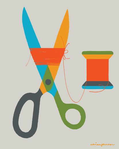 Adrian Johnson Scissor Illustration, Thread Illustration, Illustration Shapes, Scissors Drawing, Adrian Johnson, Sewing Illustration, Instagram Feed Ideas, Design Research, Design Reference