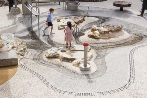 Thorndon Park Playground by JPE Design Studio — Landscape Architecture Platform | Landezine Playgrounds Architecture, Ninja Warrior Course, Outdoor Play Space, Water Playground, Splash Pool, Park Playground, Playground Design, Backyard Play, Parking Design