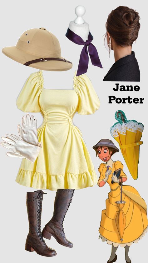 #jane #tarzanandjane #safari #coloryellow #costumeinspo Zoo Keeper Halloween Costume, Tarzan And Jane Halloween Costume, Tarzan Family Costume, Animation Costume Ideas, Diy Zoo Keeper Costume Women, Jane Costume Tarzan, Jane From Tarzan Costume, Zoo Keeper Costume Women, Jane Porter Costume