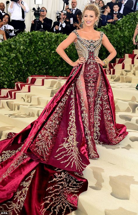 Heavenly bodies: Blake has wowed in previous years with her stunning and daring looks, in ... Blake Lively Wedding, Blake Lively Met Gala, Best Met Gala Looks, Gala Looks, Gala Themes, Met Gala Outfits, Met Gala Dresses, Gala Outfit, Gala Fashion