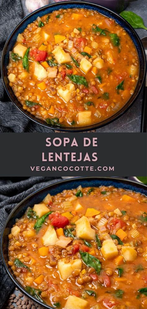 Creamy Lentil Tortilla Soup, Chipotle Lentil Soup, Spanish Lentils And Rice, Lentil Garbanzo Bean Soup, Healthy Dinner Recipes Lentils, Lentil Bean Recipes Dinners, Lentil Mexican Soup, Puerto Rican Lentil Soup, Portuguese Lentil Soup