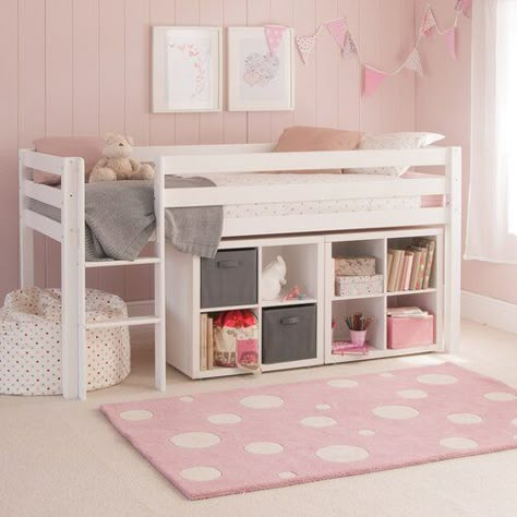 Toddler Bed With Slide, Cabin Bed With Storage, Girls Loft Bed, Diy Toddler Bed, Bed For Girls Room, Bed Frame White, Mattress Base, Mid Sleeper, Mid Sleeper Bed