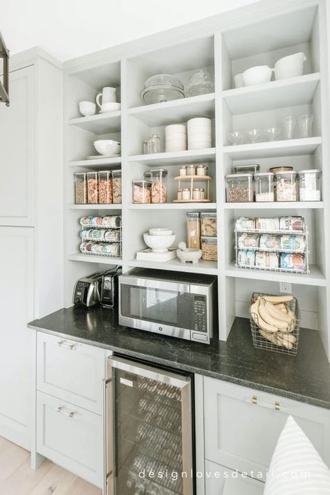 Kitchen + Pantry Design Ideas Prep Kitchen Pantry, Pantry Design Ideas, Beautiful Pantry, Pantry Layout, Kitchen Butlers Pantry, House Pantry, Home Pantry, Perfect Pantry, Pantry Laundry Room