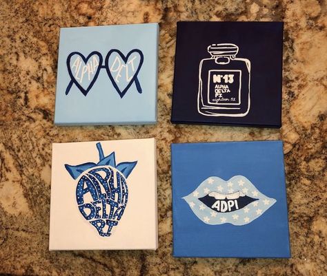 sorority canvases Alpha Phi Canvas, Delta Gamma Canvas, Little Gifts Sorority, Big Little Canvas, Sorority Art, Big Little Basket, Cuadros Diy, Sorority Banner, Sorority Paddles