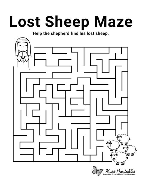 Free printable lost sheep maze. Download it from https://museprintables.com/download/maze/lost-sheep/ Mazes For Kindergarten Free Printables, The Lost Sheep Parable Craft, The Lost Sheep Craft, Lost Sheep Crafts For Kids, The Parable Of The Lost Sheep Crafts, Lost Sheep, The Lost Sheep Craft Sunday School, The Lost Sheep Preschool Lesson, Parable Of The Lost Sheep Activities