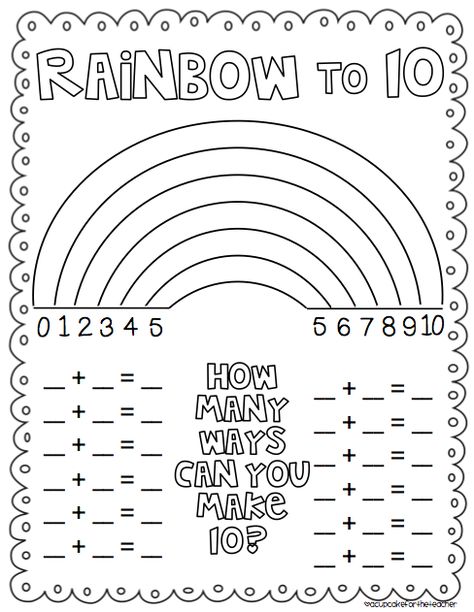 http://acupcakefortheteacher.blogspot.com/2013/01/rainbow-to-10-freebie.html Number Bonds, Math Number Sense, Math Intervention, Math Addition, Math Workshop, Homeschool Math, Math Numbers, Math Stations, Guided Math