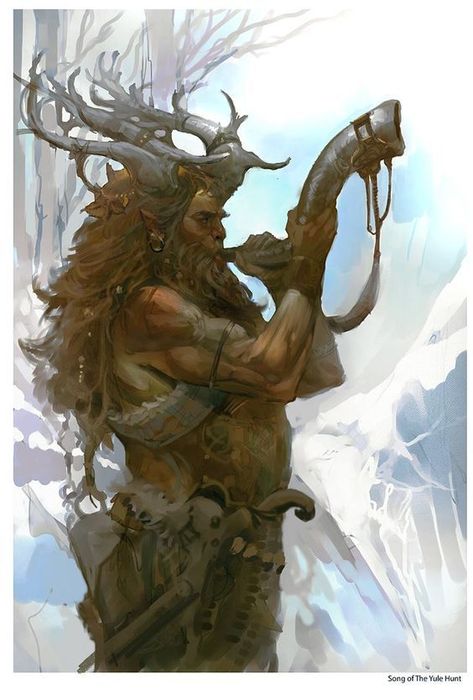 Fantasy art, demon or horned god (Cernunnos), with antlers and an owl. Description from pinterest.com. I searched for this on bing.com/images Fantasy Magic, High Fantasy, Arte Fantasy, Fantasy Inspiration, Medieval Fantasy, Magical Creatures, Green Man, Fantasy Artwork, Creature Design