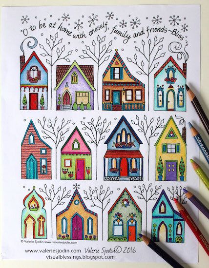 House Coloring Pages, House Doodle, Home Drawing, House Colouring Pages, Personalized Cards, House Illustration, House Quilts, House Drawing, Journal Doodles