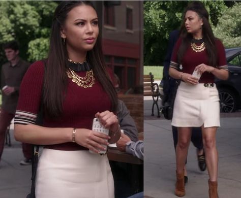 All the best outfits from 'Pretty Little Liars' - Insider White Skirt Outfit Summer, Pll Outfits, Pretty Little Liars Outfits, Pretty Little Liars Fashion, Tv Show Genres, Teen Shows, Outfit Photo, Structured Jacket, Spencer Hastings