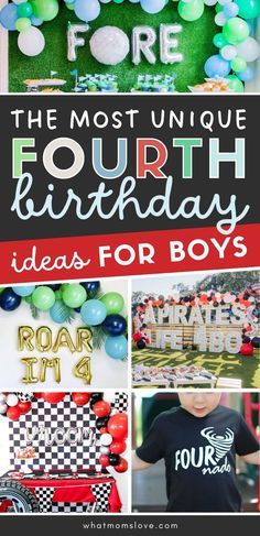 Unique 4th Birthday Party Ideas for Boys | Creative themes to celebrate turning four + inspiration for decorations, food, favors and more. Fourth Birthday Ideas, 4th Birthday Party Ideas, 4th Birthday Party For Boys, 4th Birthday Boys, Toddler Boy Birthday, Outfits For Boys, 4th Birthday Party, 4th Birthday Cakes, Boy Birthday Party Themes