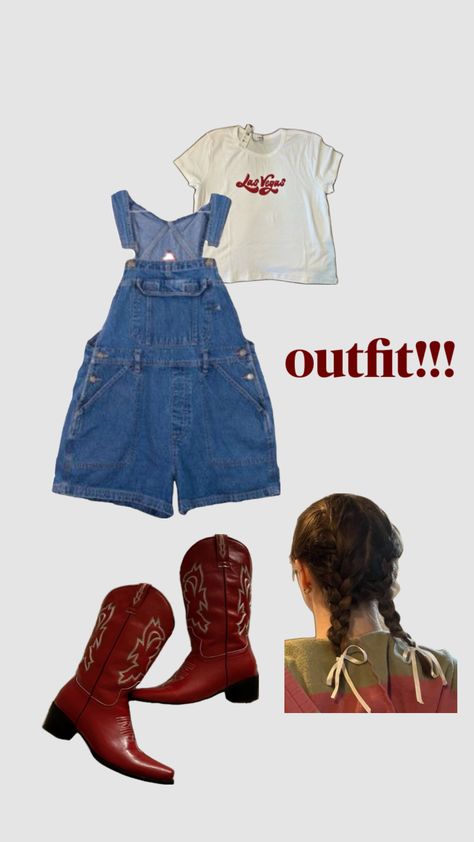 aesthetic overalls red cowgirl boots braids outfit Red Cowgirl Boots Outfit, Braids Outfit, Cowboy Boots Outfit Summer, Red Cowboy Boots Outfit, Summer Boots Outfit, Red Cowgirl Boots, Cowboy Boots Outfit, Aesthetic Overalls, Las Vegas Outfit