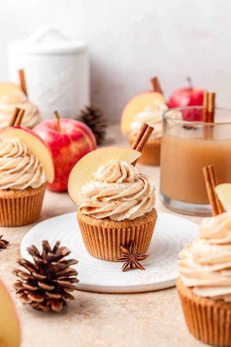 Apple Cider Cupcakes ~ Barley & Sage Apple Cider Cupcake, Apple Cider Cupcakes Easy, Gluten Free Apple Cider Cupcakes, Apple Cider Cheesecake Muffins, Broken Glass Cupcakes, Apple Cider Bourbon Cupcakes, Apple Pie Cupcakes Cinnamon Buttercream, Glass Cupcakes, Apple Cider Cupcakes