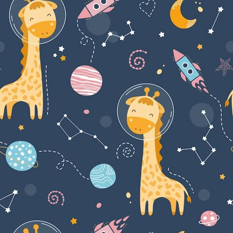 Seamless pattern with cute giraffe in sp... | Premium Vector #Freepik #vector #space-travel #outer-space #space-astronaut #space-kids Bubble Print, Diy Drawing, Weekly Inspiration, Buku Harry Potter, Dental Art, Paper Patterns, Cute Giraffe, Kids Fabric, Giraffes