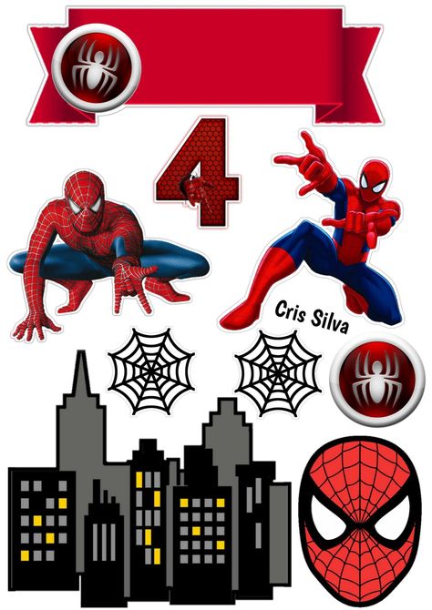 Cake Topper Spiderman, Topper Spiderman, Spiderman Topper, Spiderman Cake Topper, Baby Food Jar Crafts, Spiderman Theme, Spiderman Cake, Baby Food Jars, Topper Cake