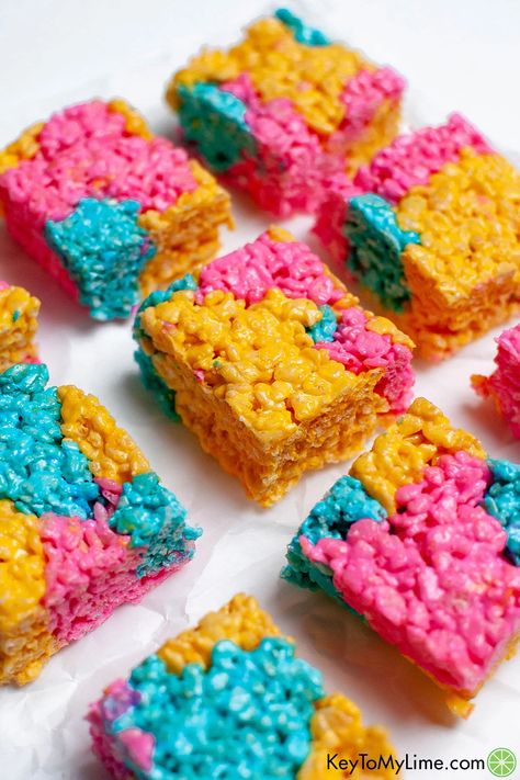 These ​​Peeps Rice Krispie Treats are such a fun and delicious Easter treat! Use multi-colored Peeps Marshmallow Chicks for a pretty and festive dessert. #PeepsRiceKrispieTreats #EasterPeepsRiceKrispieTreats #PeepsRiceKrispieTreatsRecipe KeyToMyLime.com Peeps Rice Krispie Treats, 8x8 Pan, Krispie Treats Recipe, Cup Of Rice, Festive Desserts, Rice Krispie Treats, Easter Treats, Krispie Treats, Rice Krispies