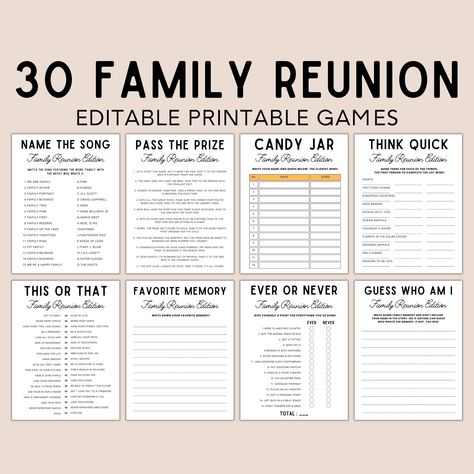 Family Reunion Ice Breakers, Family Reunion Questionnaire, Family Reunion Ideas Organizing, Reunion Activities, Family Reunion Activities, Reunion Games, Family Reunion Games, Family Reunion Planning, Reunion Ideas