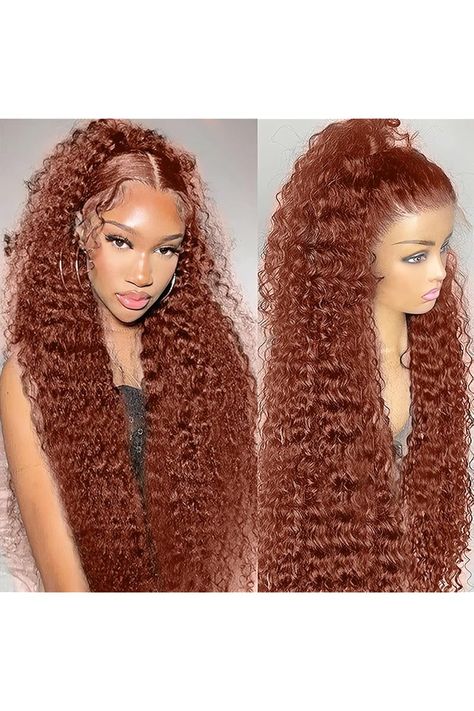 Reddish Brown Water wave Lace Front Wigs Human Hair 13X6 Lace Front Human Hair Wig 180% Density Auburn Brown Deep Curly HD Transparent Lace Front Human Hair Wig Pre Plucked 24 Inch Chestnut Brown Color, Auburn Brown, Hair For Women, Beauty Forever, Glueless Wigs, Blonde Lace Front Wigs, Lace Front Wigs Human Hair, Curly Human Hair Wig, Curly Lace Front Wigs