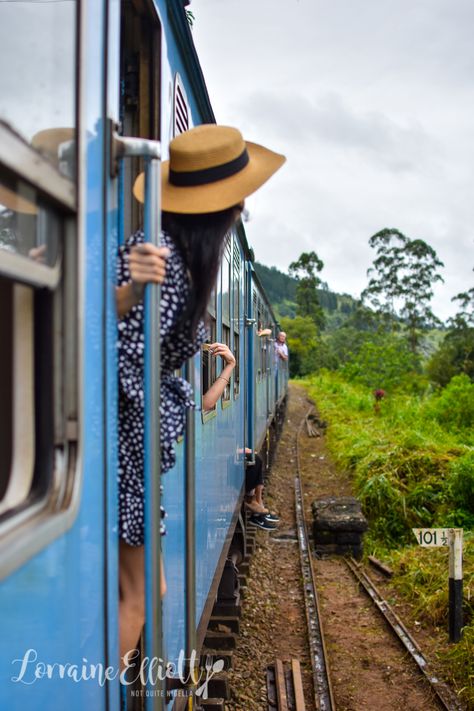 Blue Train From Kandy To Ella, Sri Lanka @ Not Quite Nigella Photo Poses In Train, Poses In Train, Photo In Train, Train Track Poses, Train Poses, Train Pose, Shimla Trip, Train Pic, Country Mailbox