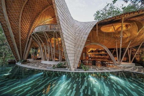 Bamboo Architectural Designs that prove why this material is the future of modern, sustainable architecture: Part 2 - Yanko Design Eco Retreat, Bamboo Roof, University Of Westminster, Bamboo Structure, Houses In France, Bamboo Architecture, Eco Luxury, Rammed Earth, Escape Reality