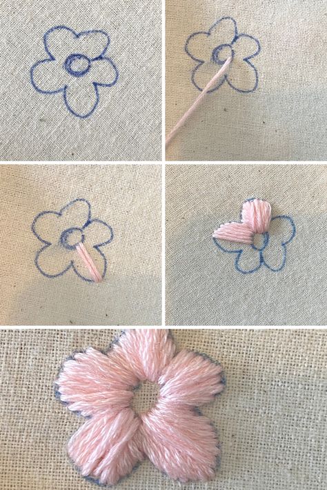 5 Easy Embroidery flowers that i love to make, this is a beginner tutorial with pictures for how to make 5 different embroidery flowers, its soo easy and they are perfect for any embroidery project Embroidery Stitches Tutorial Flowers, Embrodiary Design Easy, Simple Flower Stitch Embroidery, Embroidery Flowers For Beginners, How To Embroider Tiny Flowers, Small Flower Embroidery Designs Easy, Embroidery Flowers Easy, Tiny Flower Embroidery Patterns, Easy Embroidery Flowers