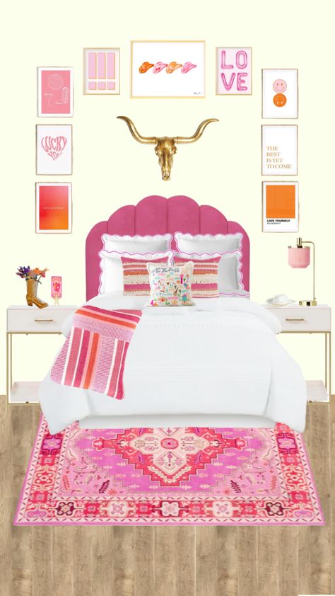 Preppy Cowgirl Room, Cowgirl Room Ideas, Cowgirl Bedroom Decor, Pink Cowgirl Aesthetic, Cowgirl Preppy, Preppy Cowgirl, Cowgirl Bedroom, Pink Dorm Rooms, Preppy Dorm Room