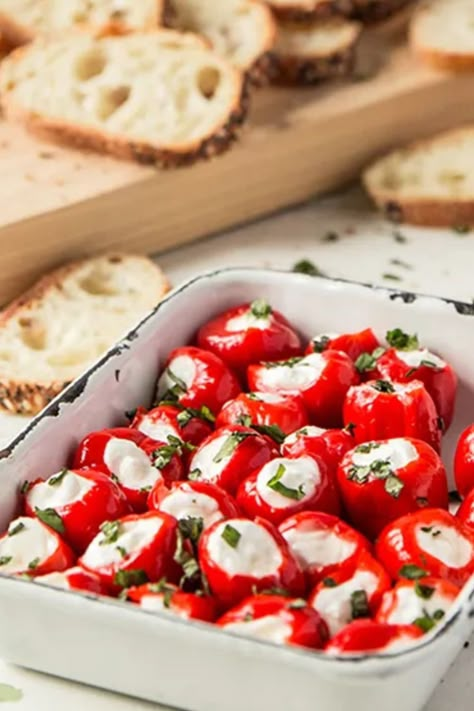 Eat This Not That - Appetizer Recipes - Stuffed Peppers - Peppadew - Goat Cheese Goat Cheese Stuffed Peppadews, Stuffed Peppadew Peppers Appetizers, Peppadew Peppers Stuffed, Goat Cheese Peppers, Pepperdew Recipes, Goat Cheese Stuffed Peppers, Peppadew Peppers Recipes, Stuffed Peppadew, Stuffed Cherry Peppers