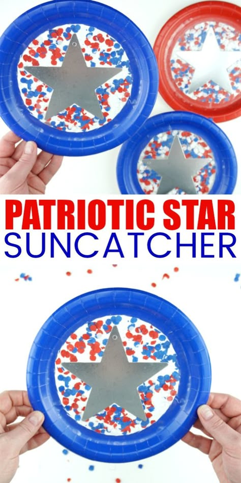 This paper plate patriotic suncatcher craft is a fun and festive Independence Day Craft for kids. Great Fourth of July kids craft and Memorial Day Craft for kids. #fun365 #orientaltrading #fourthofjulycrafts #suncatchers #kidscraft #craftsforkids #iheartcraftythings Patriotic Suncatcher, Fourth Of July Kids, Labor Day Crafts, Fourth Of July Crafts For Kids, Flag Crafts, 4th July Crafts, Suncatcher Craft, July Ideas, Diy Aesthetic