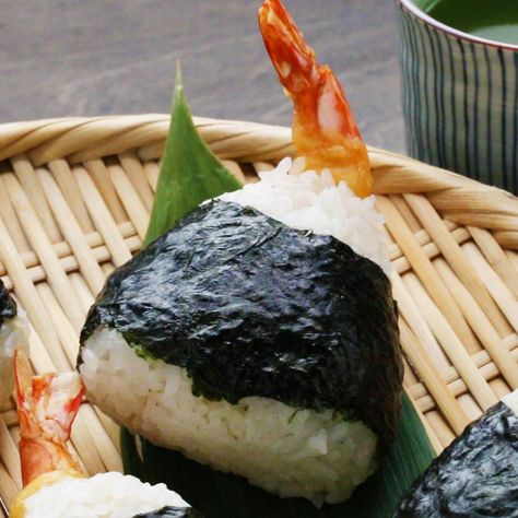 Deep-Fried Shrimp Onigiri Recipe by Tasty Shrimp Onigiri, Rice Burger Recipe, Japanese Shrimp, Deep Fried Shrimp, Onigiri Recipe, Shrimp Rice, Shrimp Tempura, Fried Shrimp, Rice Balls