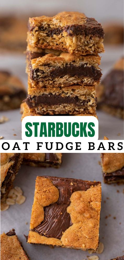 Starbucks Oat Fudge Bar, Oat Fudge Bars, Oat Fudge, Fudge Bar, Oatmeal Fudge Bars, Cookie Dough Ingredients, Cookie Toppings, Fudge Bars, Copycat Starbucks Recipes