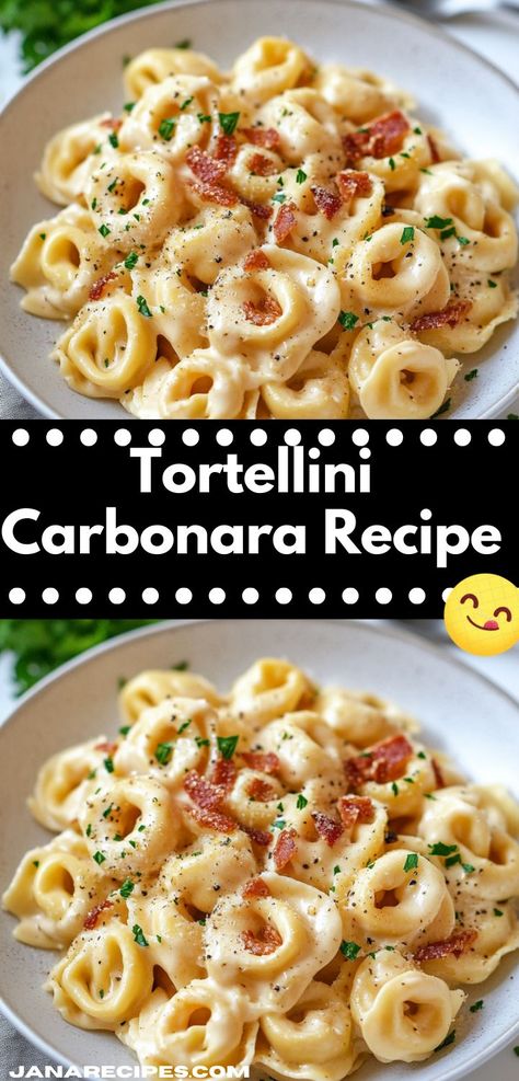 Searching for easy dinner ideas that are sure to delight? This Tortellini Carbonara recipe combines tender pasta with a rich, velvety sauce, providing a satisfying meal that your family will adore any night of the week. Easy Carbonara Sauce, Tortellini Sauce Recipes, Carbonara Sauce Recipe, Tortellini Carbonara, Easy Tortellini Recipes, Easy Carbonara Recipe, Mac And Cheese Pasta, Creamy Tortellini, Easy Pasta Sauce