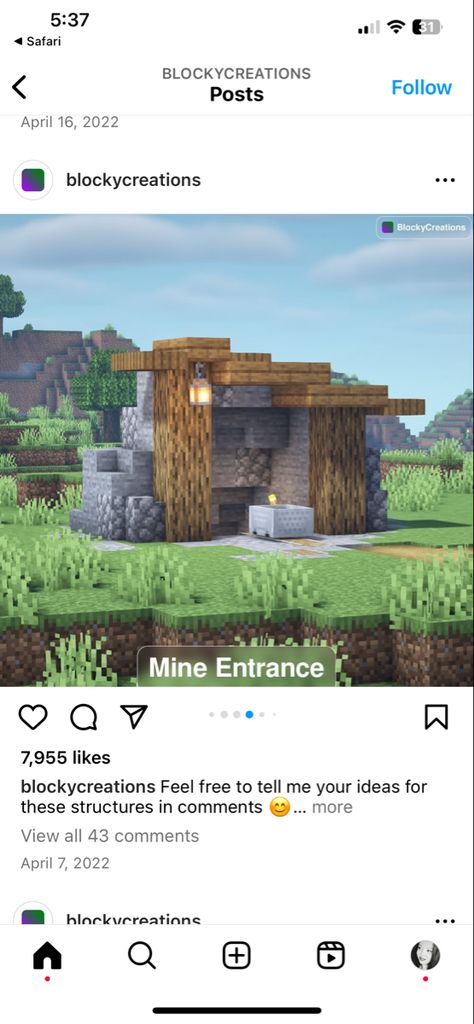 Minecraft Underground Entrance Ideas, Cute Mine Entrance Minecraft, Mc Mine Entrance, Circle Entrance Minecraft, Minecraft Coal Mine, Minecraft Mine Entrances, Mine Enterence Minecraft, Minecraft Mine Shaft Entrance Ideas, Minecraft Medieval Mine Entrance