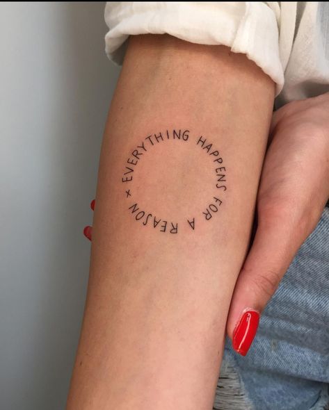 Round Text Tattoo, Words In A Circle Tattoo, Round Arm Tattoo, Small Circular Tattoos, Circle Text Tattoo, Circle Tattoo Placement, Round Tattoo Ideas, Circle Of Life Tattoo, Tattoo Pols