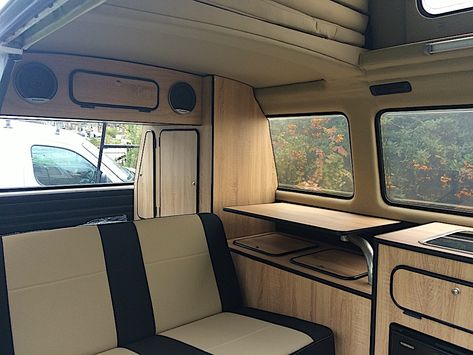 Westfalia interiors - VW camper interiors Westfalia Interior Ideas, Westfalia Interior, Wardrobe Unit, Camper Van Interior, Volkswagen Interior, Rock And Roll Bed, Vw T25, Vw Westfalia, Bus Interior