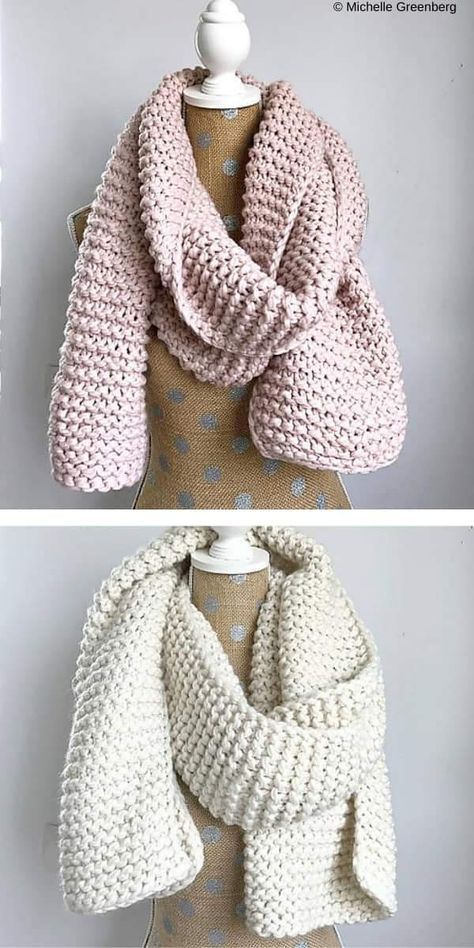 Knitted Muffler Patterns, Muffler Knit Patterns For Women, Knitting A Shawl For Beginners, Chunky Yarn Scarf Knit Pattern Free, Knot Scarf Pattern, Knitting Scarves Patterns Free, Diy Knitted Scarf, Chunky Scarf Knitting Patterns Free, Blanket Scarf Knitting Pattern