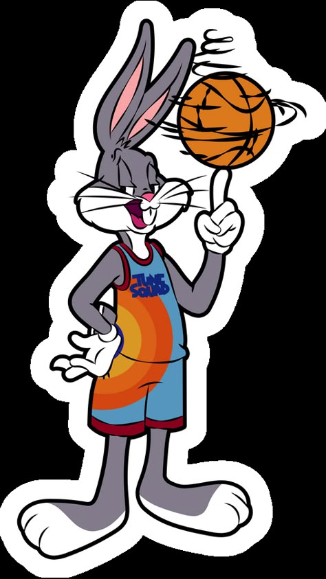 We think you have already seen this funny character in a basketball game in Space Jam 2 with legendary LeBron James and our fanart Bugs Bunny Basketball Sticker. Our favorite anthropomorphic rabbit... Space Jam Characters Looney Tunes, Basketball Cartoon Character, Bugs Bunny Characters, Basketball Drawing Ideas, Basketball Cartoon Art, Basketball Hoop Drawing, Bugs Bunny Art, Space Jam Wallpaper, Bucks Bunny