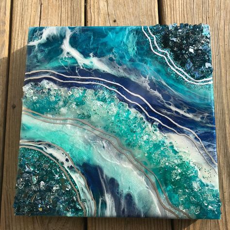 I went with silver 😁 #resinart #resin #resinarts #resinartist #resinartists #resinartwork #resinpainting #paintingwithresin… Resin Canvas, Geode Painting, Geode Resin Art, Resin Geode, Geode Art, Resin Wall Art, Commission Painting, Oil Painting Texture, Resin Artwork