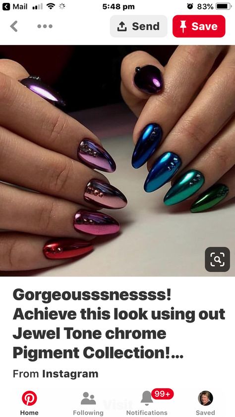 Jewel Tone Nails, Jewel Colors, Hot Nails, Jewel Tones, Nail Trends, Winter Nails, Glitter Nails, Nail Colors, Nail Designs